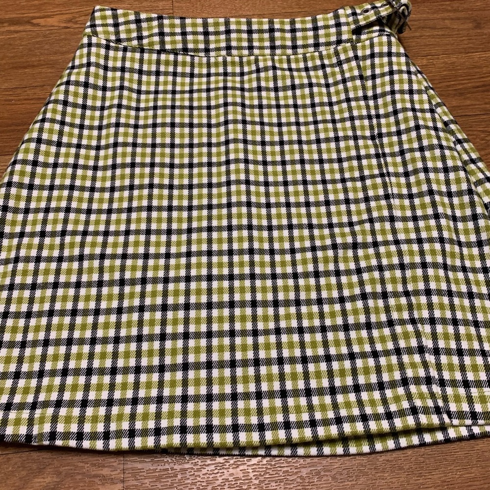 Women’s J Galt Plaid A-Line Mini Skirt - Green and Black